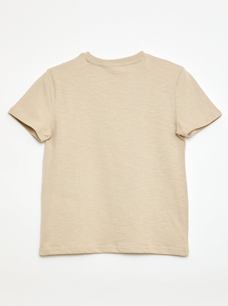 T-shirt à col tunisien Beige - Kiabi