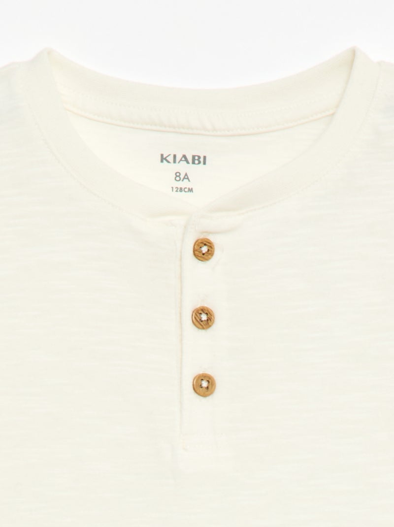 T-shirt à col tunisien Blanc - Kiabi