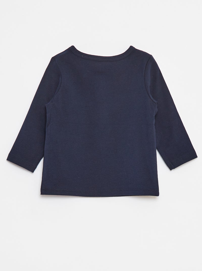 T-shirt à col tunisien Bleu - Kiabi