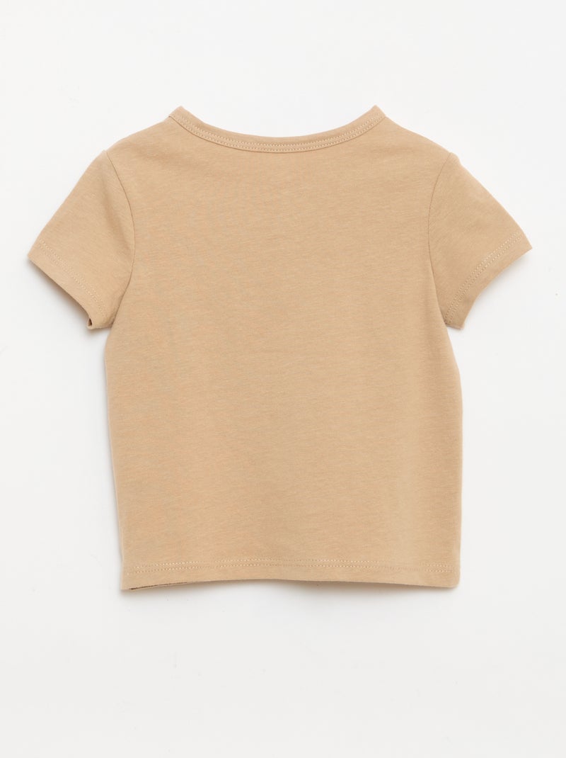 T-shirt à col tunisien boutonné Beige - Kiabi