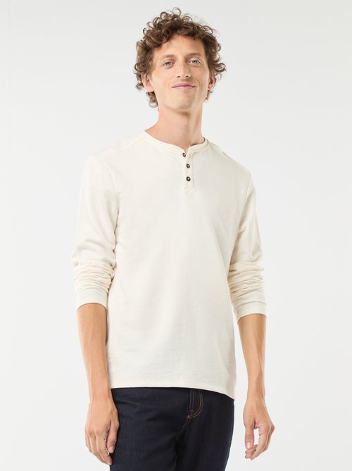 T-shirt à col tunisien manches longues - Kiabi