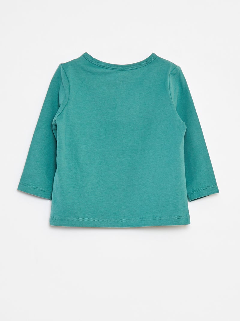 T-shirt à col tunisien Vert - Kiabi