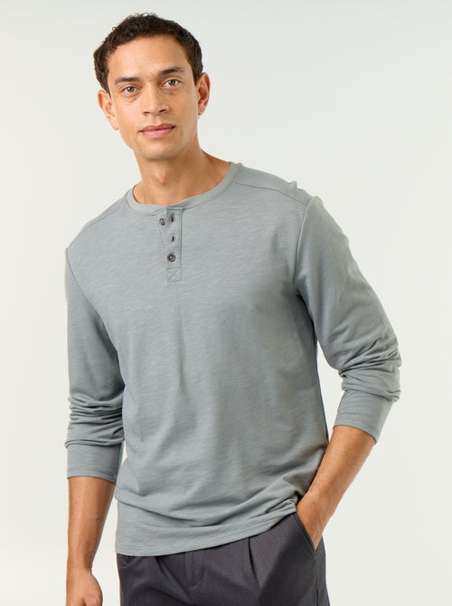 T-shirt a collo tunisino a maniche lunghe - Kiabi