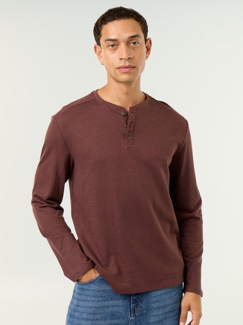T-shirt a collo tunisino a maniche lunghe - Kiabi