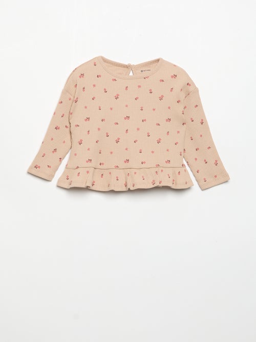 T-shirt a costine a maniche lunghe - Kiabi