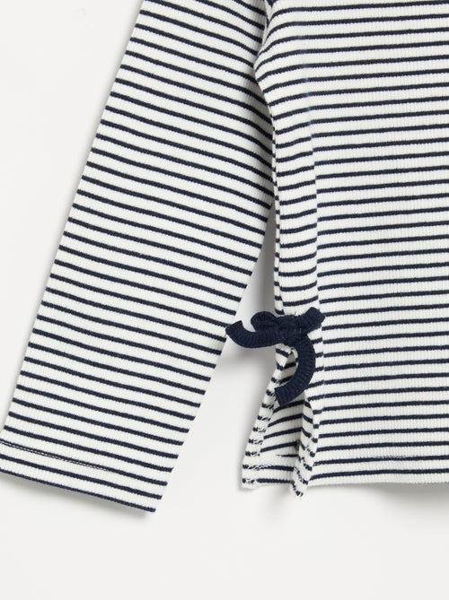 T-shirt a costine a maniche lunghe con fiocco - Kiabi