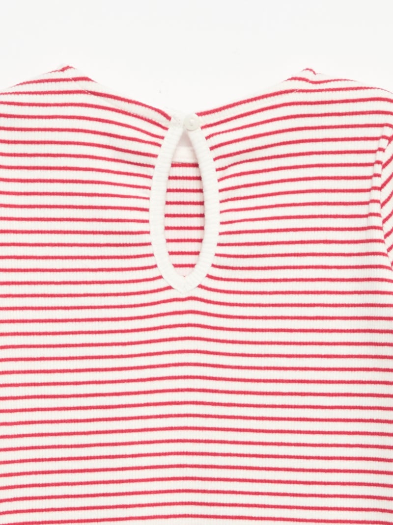 T-shirt a costine a maniche lunghe con fiocco Rosso - Kiabi