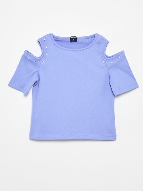 T-shirt a costine con borchie e spalle scoperte - Kiabi T-shirt a costine con borchie e spalle scoperte - Kiabi