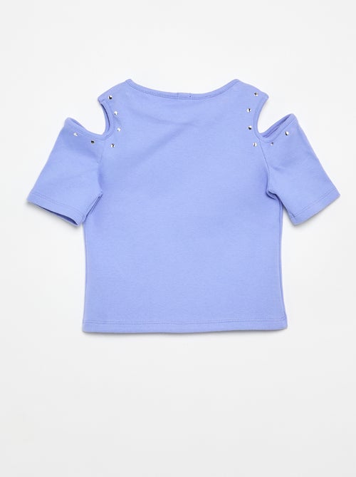 T-shirt a costine con borchie e spalle scoperte - Kiabi T-shirt a costine con borchie e spalle scoperte - Kiabi