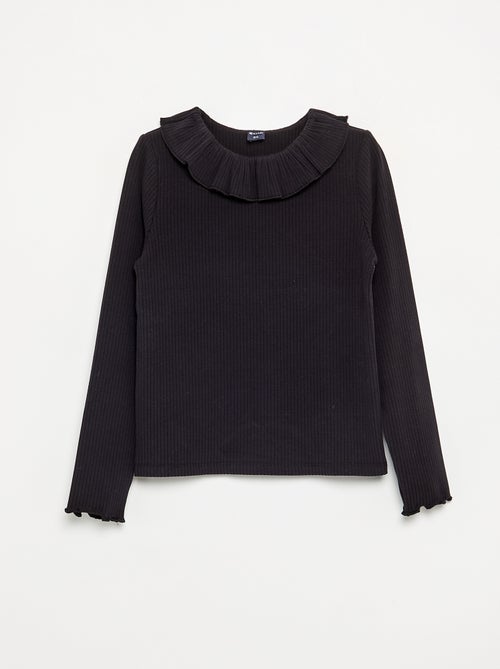 T-shirt a costine con colletto - Kiabi