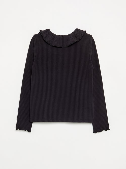 T-shirt a costine con colletto - Kiabi