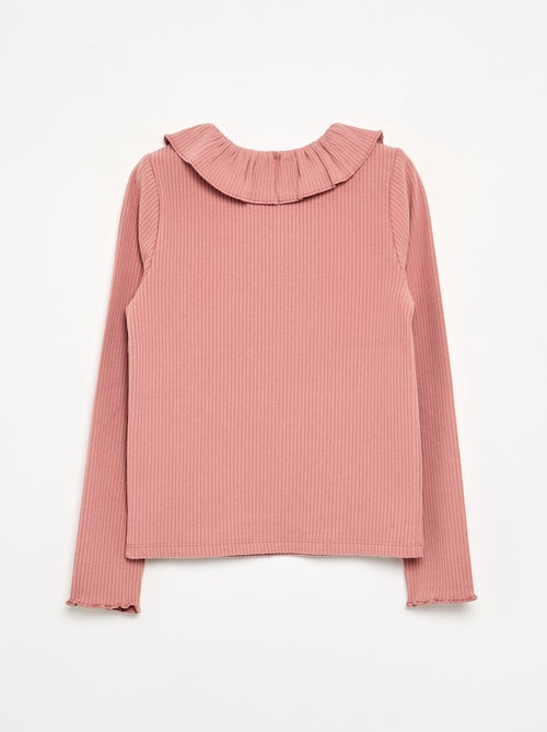 T-shirt a costine con colletto - Kiabi