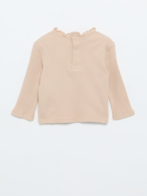 T-shirt a costine con collo ondulato - Kiabi T-shirt a costine con collo ondulato - Kiabi