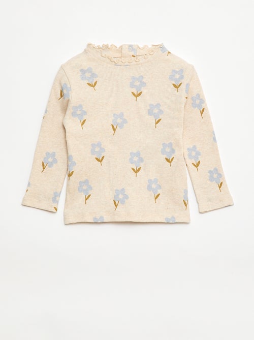 T-shirt a costine con collo ondulato - Kiabi
