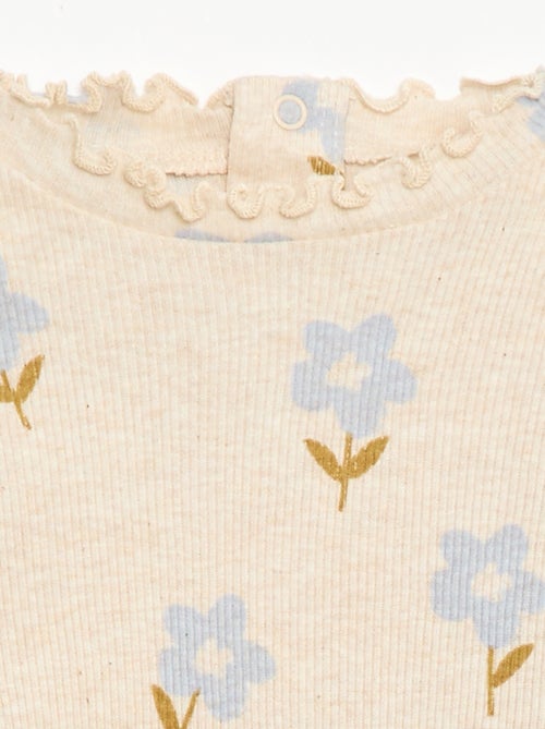 T-shirt a costine con collo ondulato - Kiabi