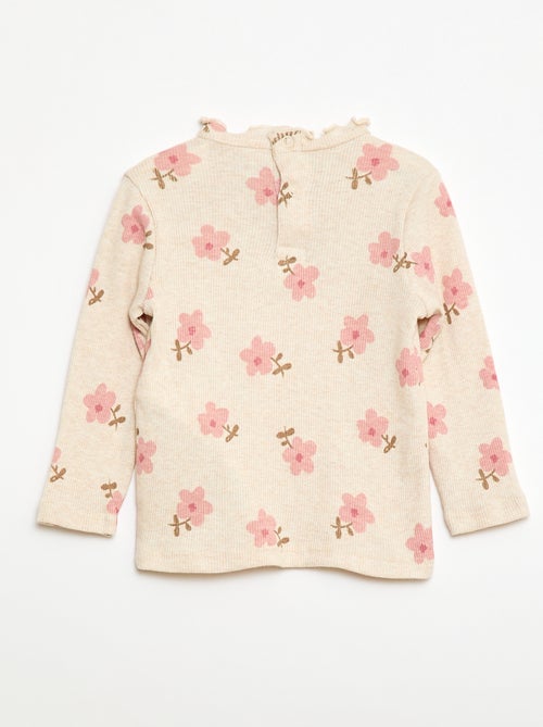 T-shirt a costine con collo ondulato - Kiabi