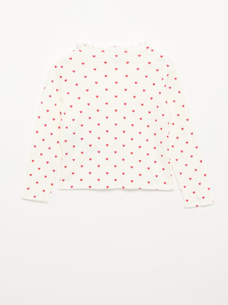 T-shirt a costine con collo ondulato Bianco - Kiabi