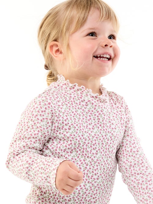 T-shirt a costine con collo ondulato - Kiabi T-shirt a costine con collo ondulato - Kiabi