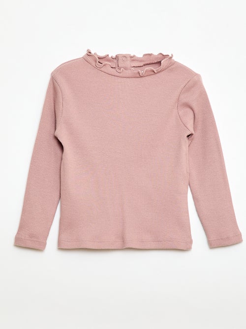 T-shirt a costine con collo ondulato - Kiabi