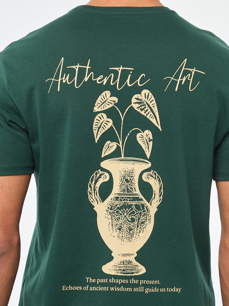 T-shirt a girocollo e maniche corte stampato Verde - Kiabi