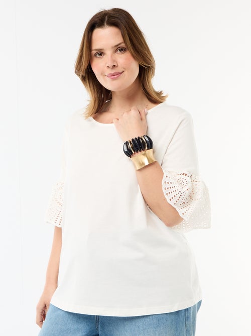 T-shirt à manches courte en macramé - Kiabi