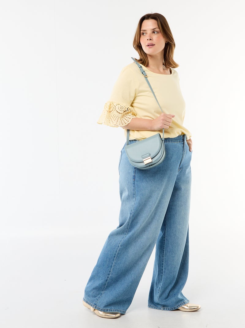 T-shirt à manches courte en macramé Jaune - Kiabi