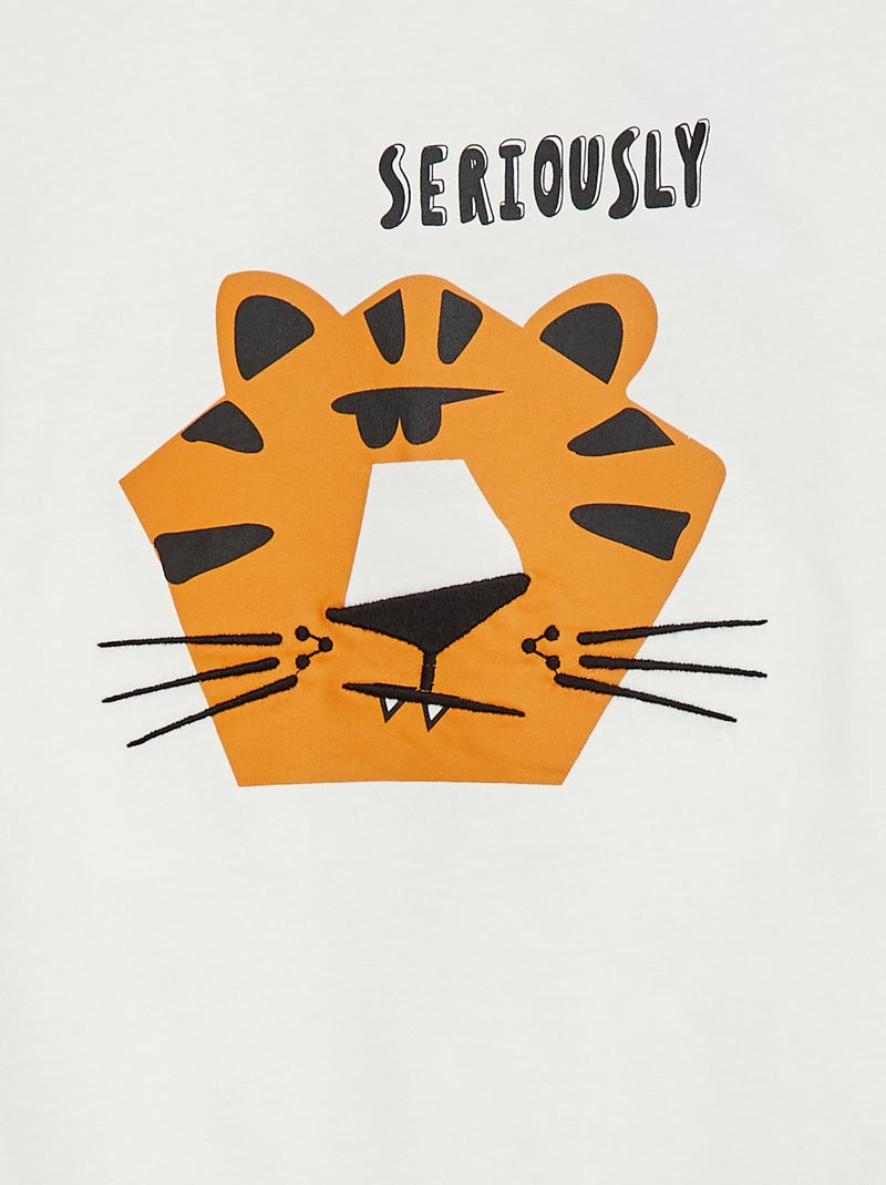 T-shirt à manches courtes avec animation Beige - Kiabi