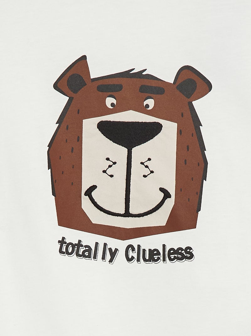 T-shirt à manches courtes avec animation Beige - Kiabi