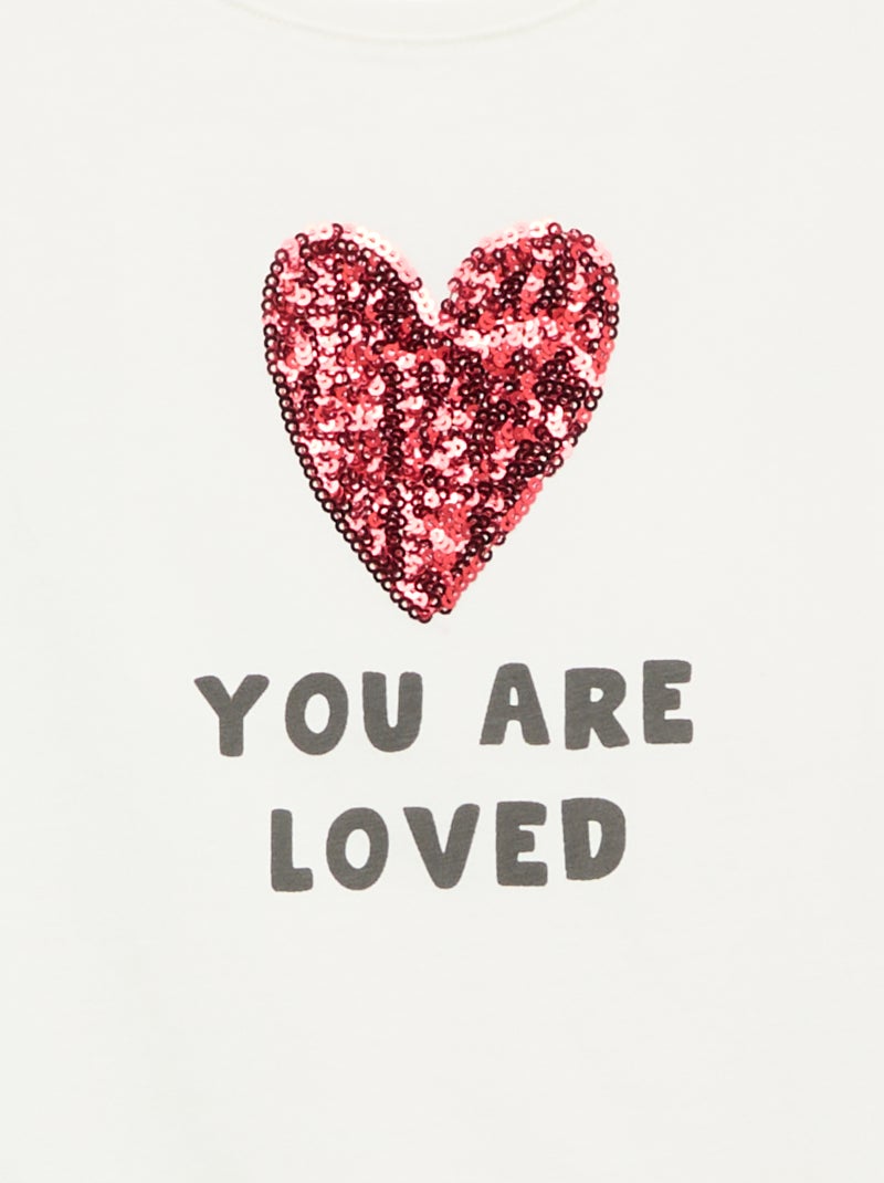 T-shirt à manches courtes avec animation Blanc - Kiabi