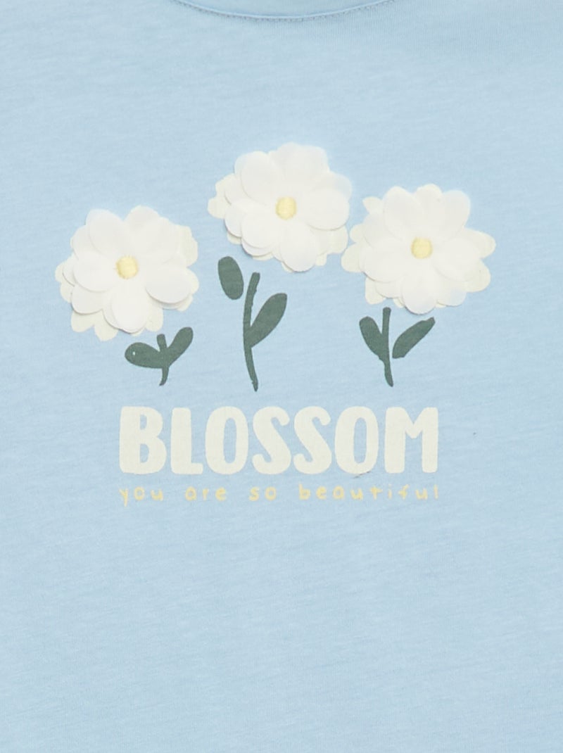 T-shirt à manches courtes avec animation Bleu - Kiabi