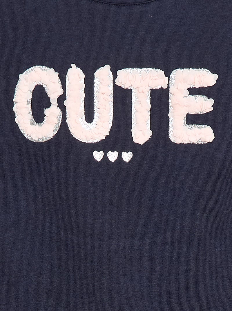 T-shirt à manches courtes avec animation Bleu - Kiabi