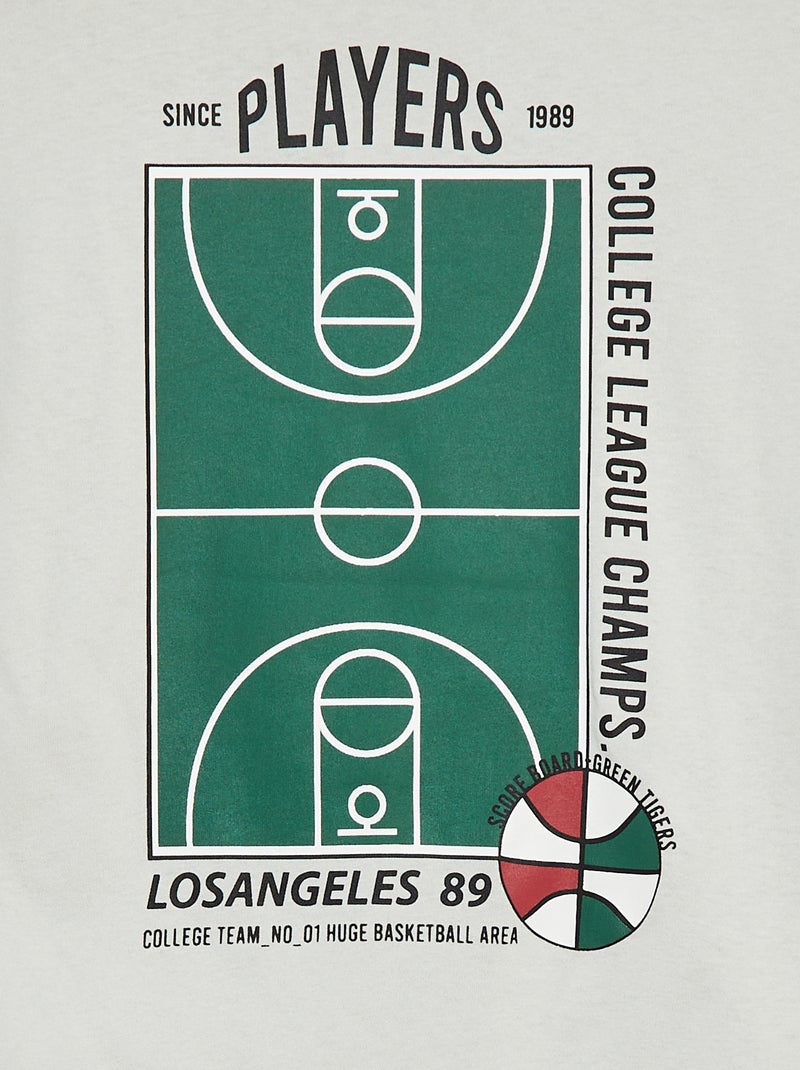 T-shirt à manches courtes avec animation Gris - Kiabi