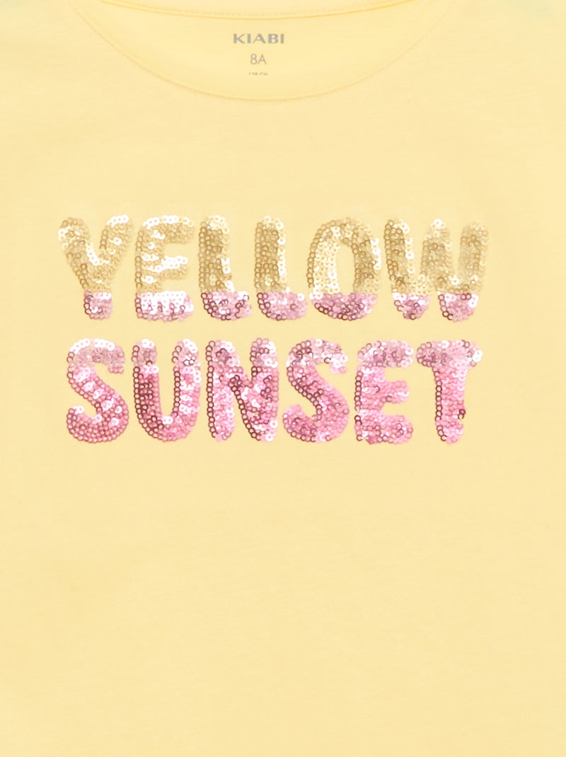 T-shirt à manches courtes avec animation Jaune - Kiabi