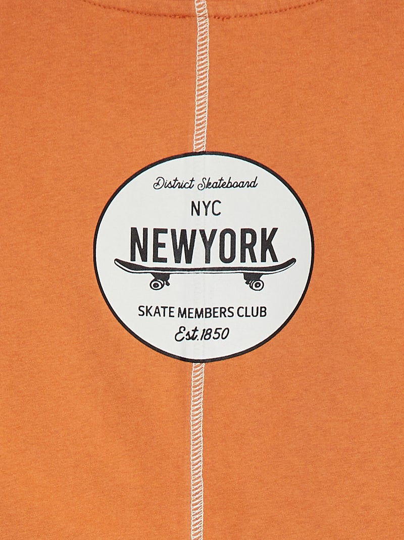 T-shirt à manches courtes avec animation Orange - Kiabi