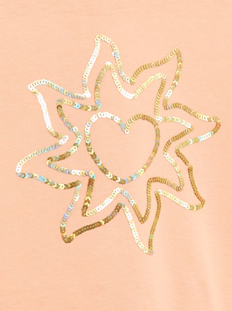 T-shirt à manches courtes avec animation Orange - Kiabi