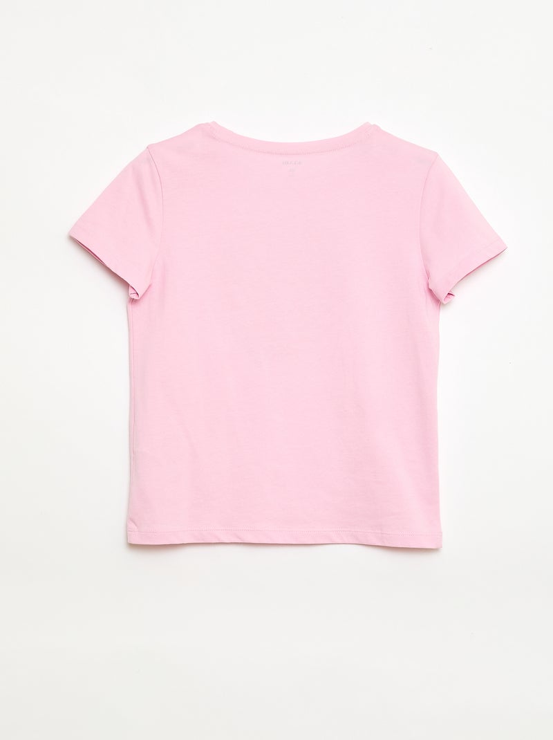 T-shirt à manches courtes avec animation Rose - Kiabi