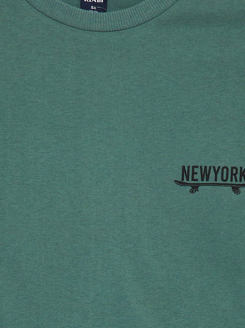 T-shirt à manches courtes avec animation Vert - Kiabi