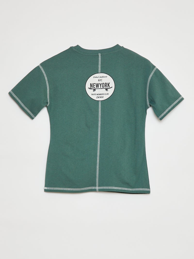 T-shirt à manches courtes avec animation Vert - Kiabi