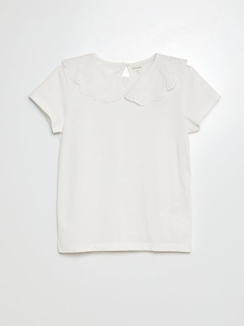 T-shirt à manches courtes avec broderies anglaises - Kiabi