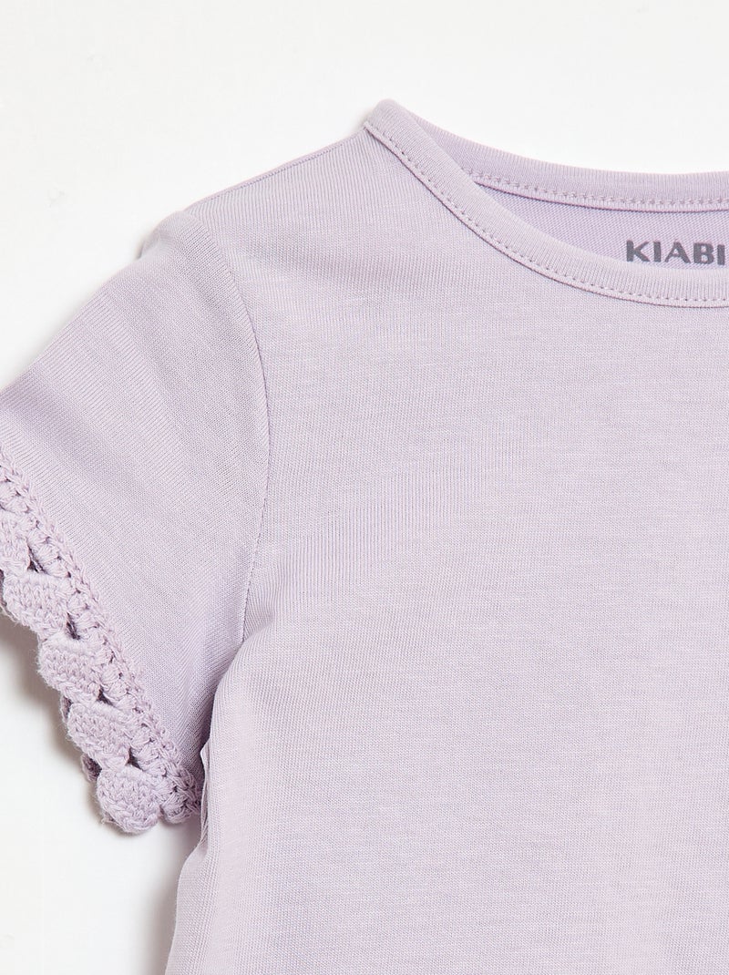 T-shirt à manches courtes avec détails au crochet Rose - Kiabi