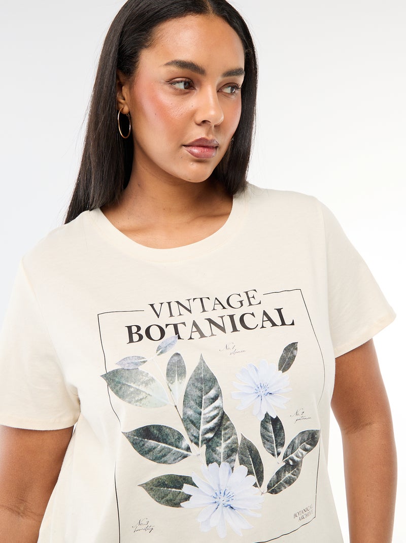 T-shirt à manches courtes avec imprimé Blanc - Kiabi