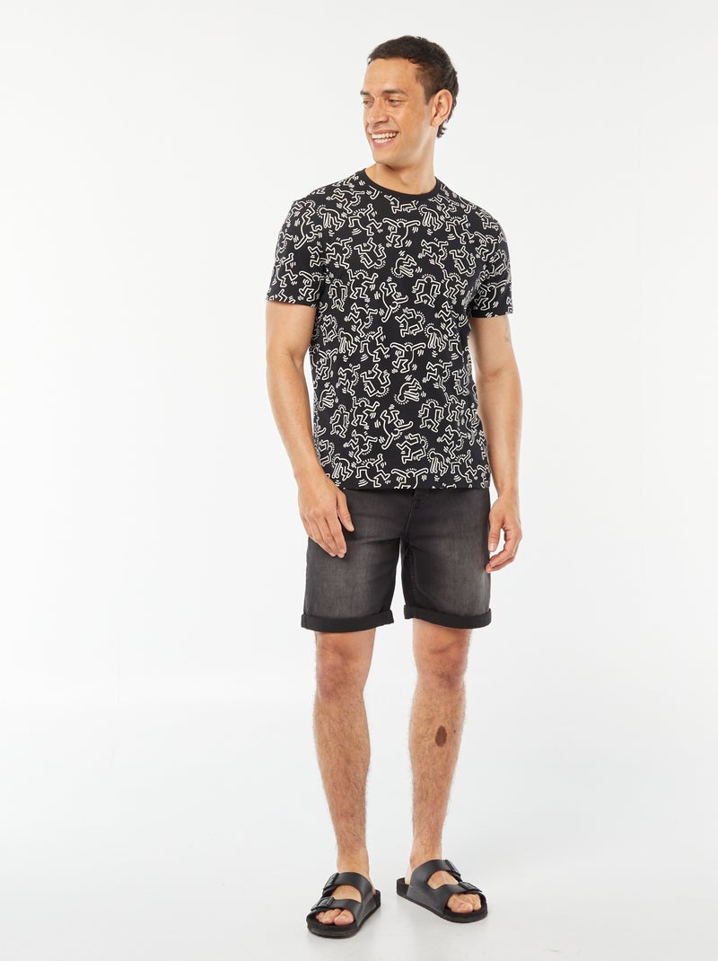 T-shirt à manches courtes avec imprimé 'Keith Haring' NOIR - Kiabi