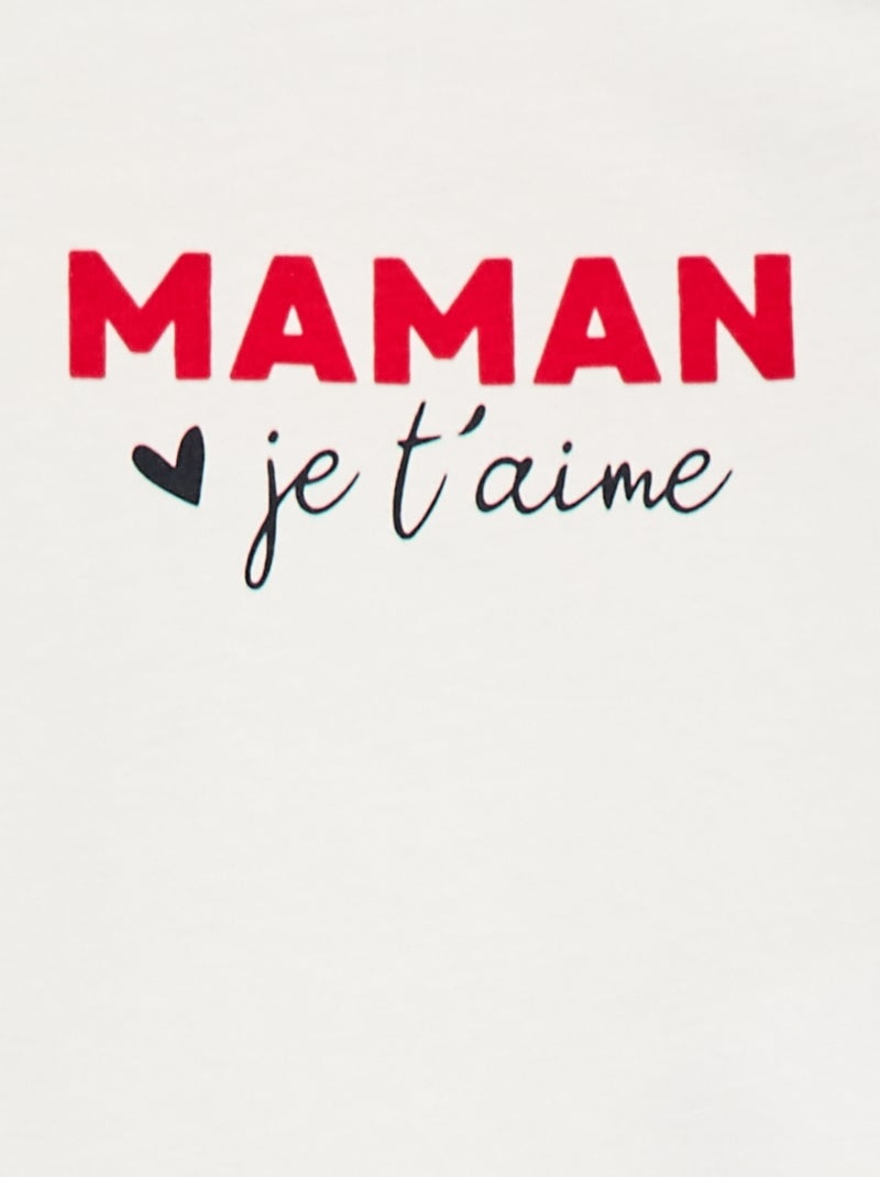 T-shirt à manches courtes avec imprimé 'Maman' Blanc - Kiabi