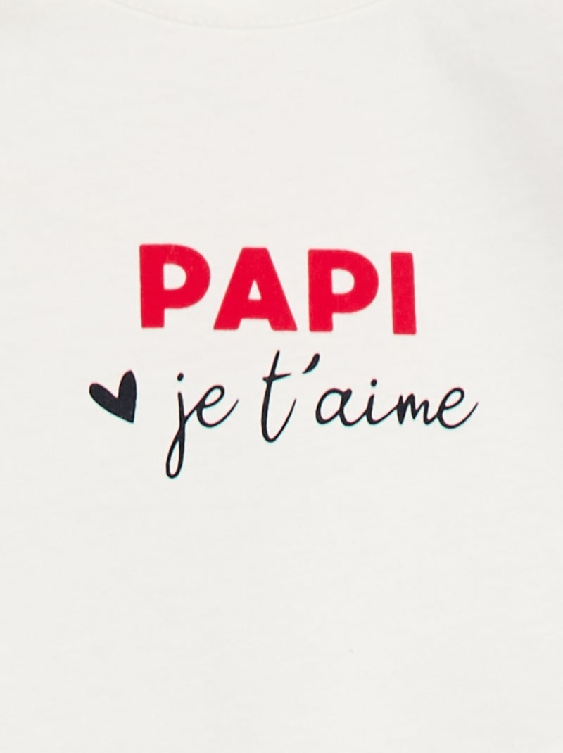 T-shirt à manches courtes avec imprimé 'Papi' Blanc - Kiabi