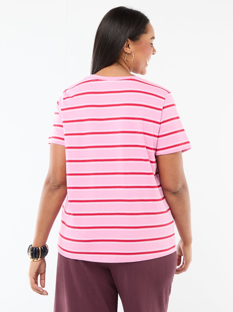 T-shirt à manches courtes avec imprimé Rose - Kiabi