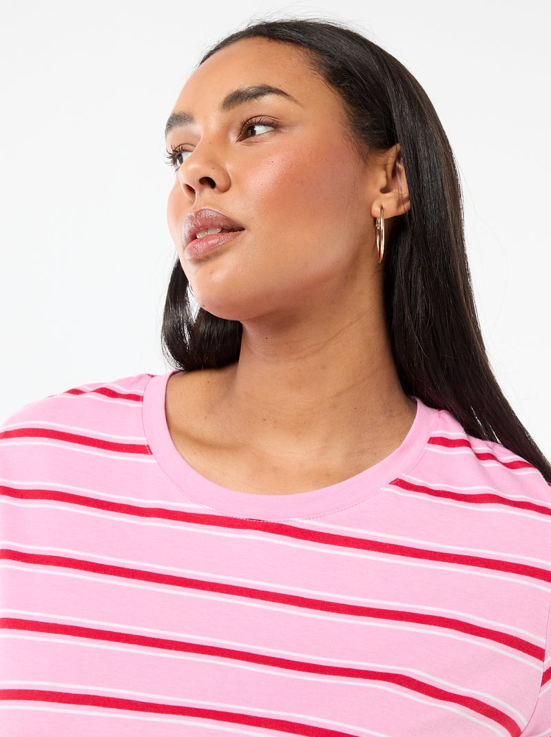 T-shirt à manches courtes avec imprimé Rose - Kiabi