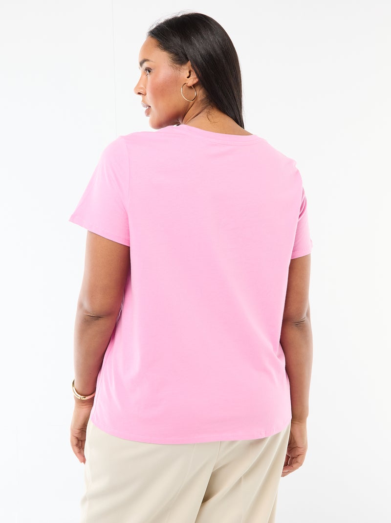 T-shirt à manches courtes avec imprimé Rose - Kiabi