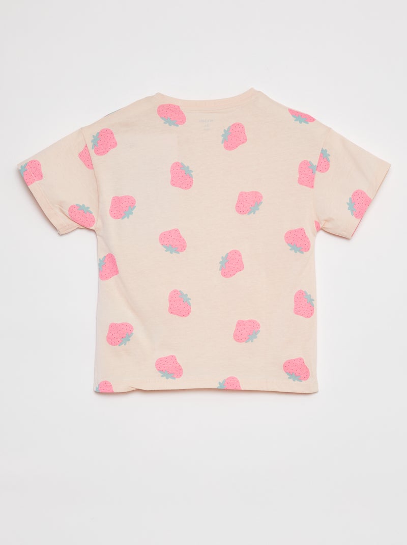 T-shirt à manches courtes avec imprimé ROSE - Kiabi