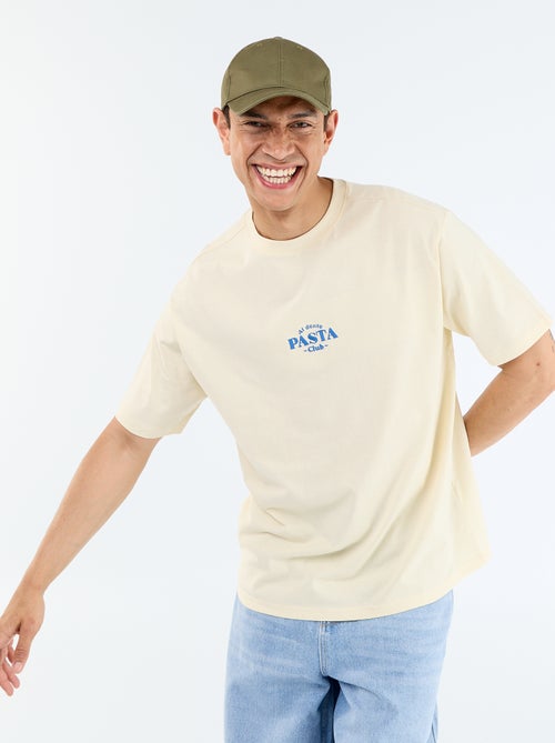 T-shirt à manches courtes avec imprimés et broderies recto/verso - Kiabi