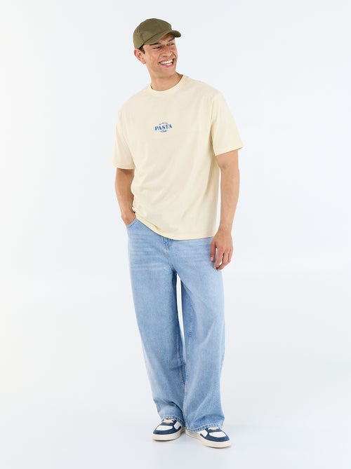T-shirt à manches courtes avec imprimés et broderies recto/verso - Kiabi